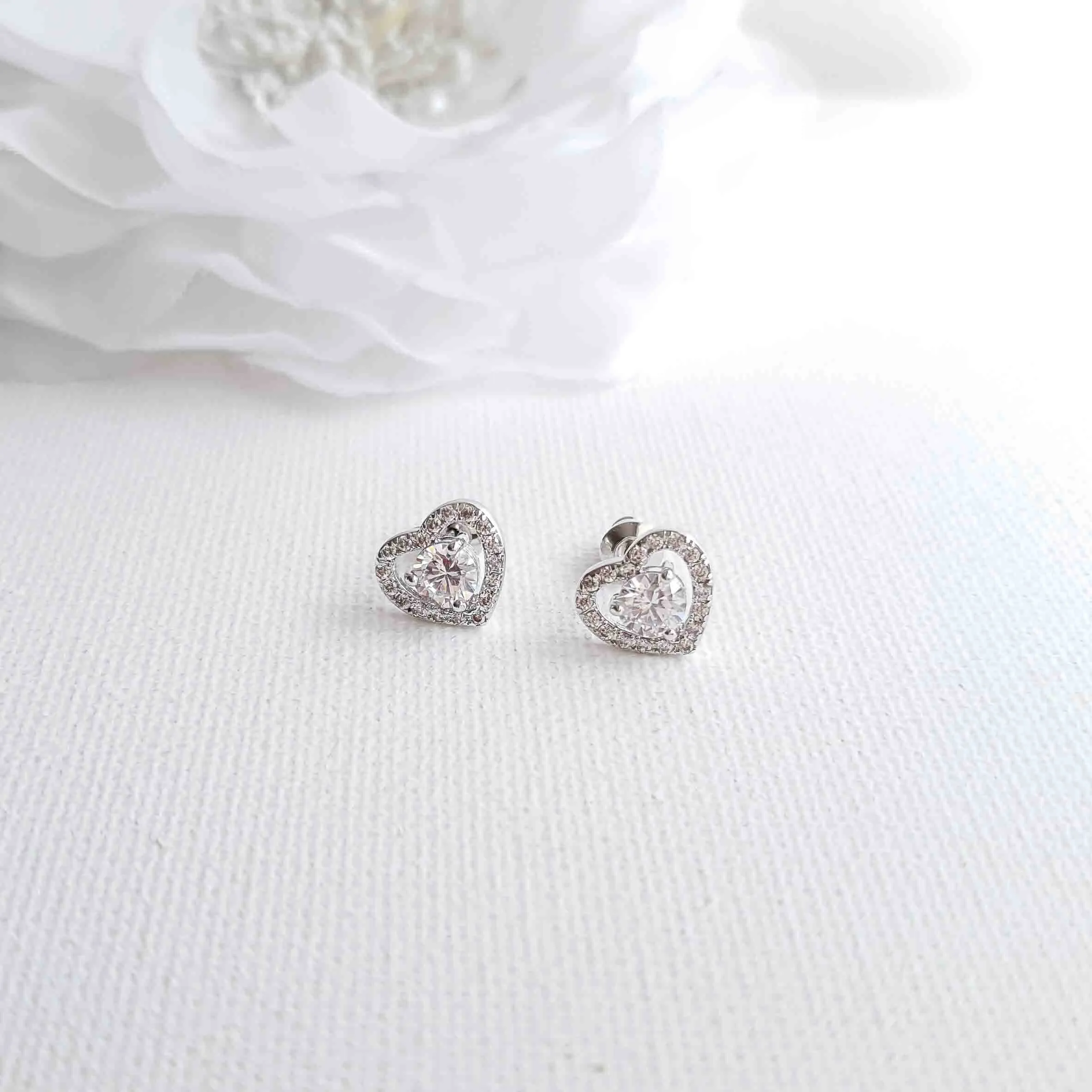 Heart Earring in Cubic Zirconia- Brenda