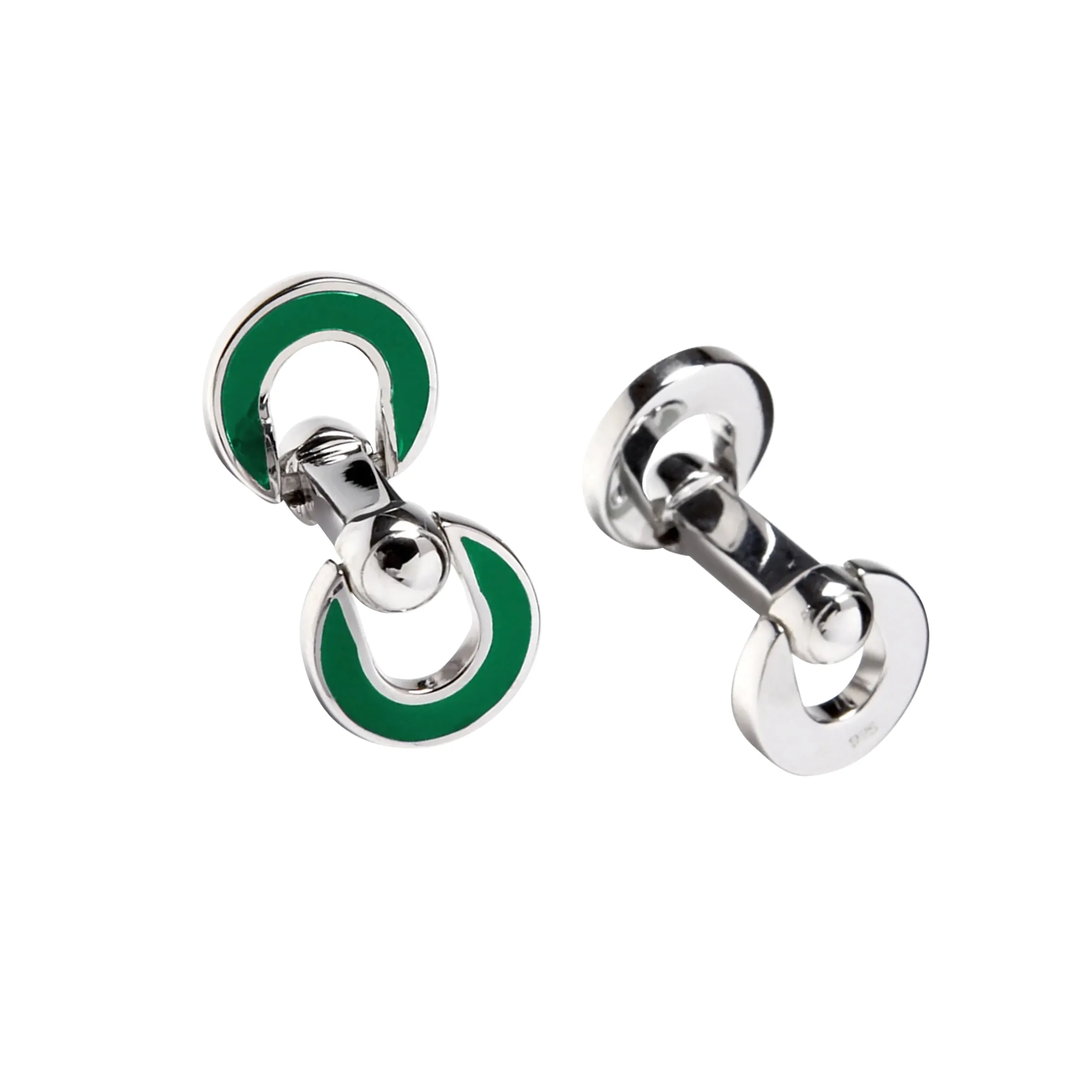 Horseshoe Flip Sterling Green Cufflinks