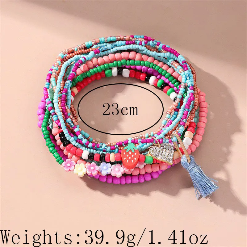 Hot selling beach style ankle chain set, hand woven beaded ankle chain