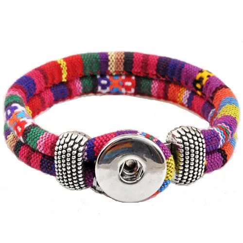 Hot Snap Bracelet & Bangles Personalized braided Bangles For Woman fit 18mm charm button Rivca Snaps Jewelry