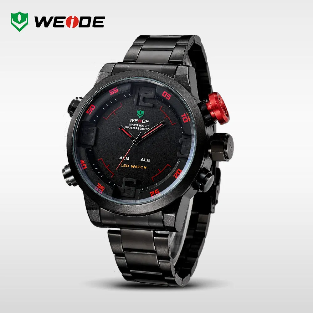 Hot WEIDE Watches Men's Casual Watch Multi-function Led Watches Men Dual Time Zone With Alarm Sports Diver Quartz Wristwatches