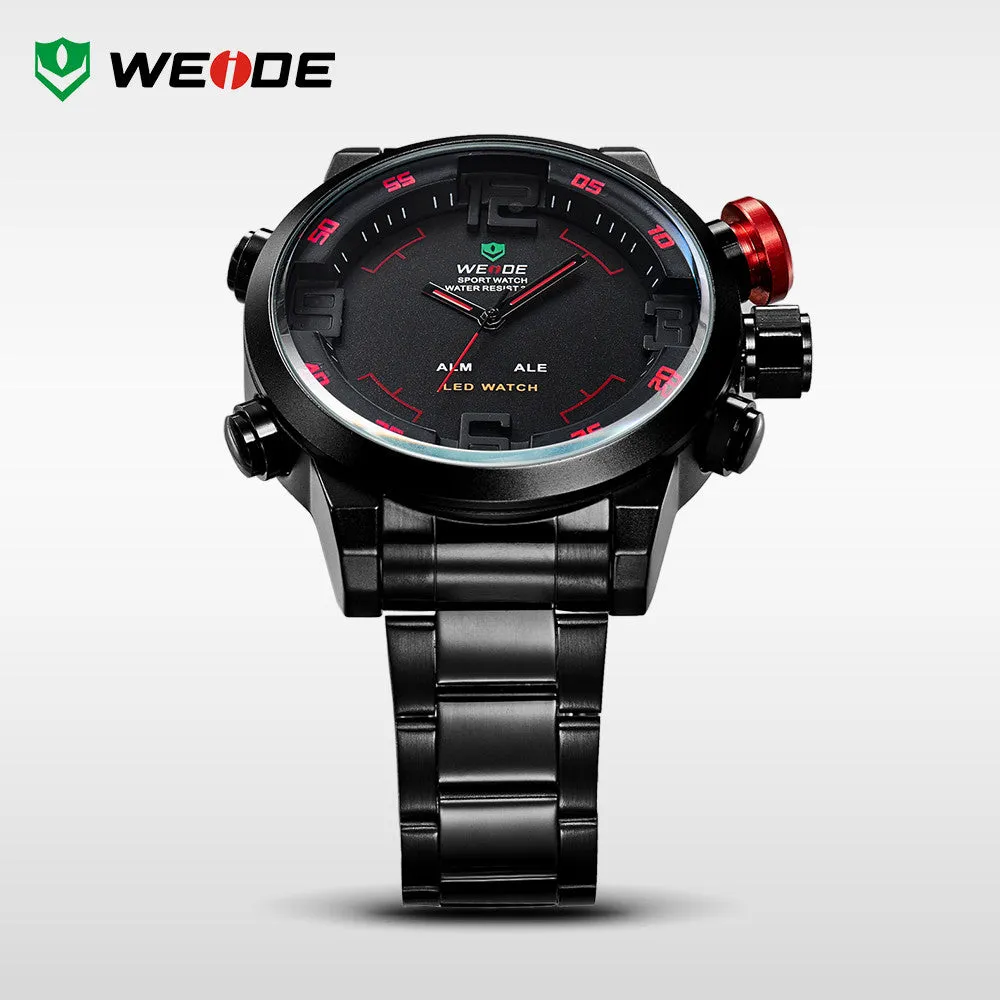 Hot WEIDE Watches Men's Casual Watch Multi-function Led Watches Men Dual Time Zone With Alarm Sports Diver Quartz Wristwatches