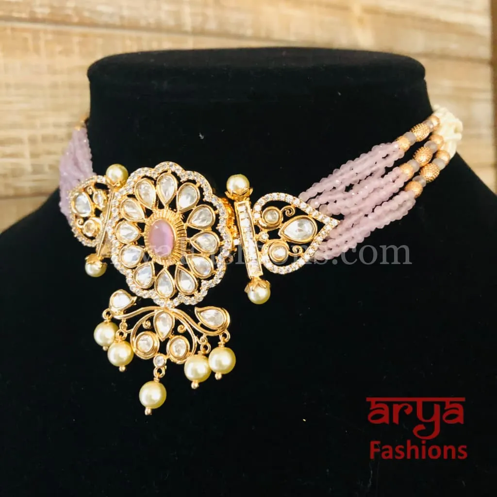 Jadau Rajwadi Pacchi Kundan CZ Choker/ Emerald CZ Kundan Jadau Choker