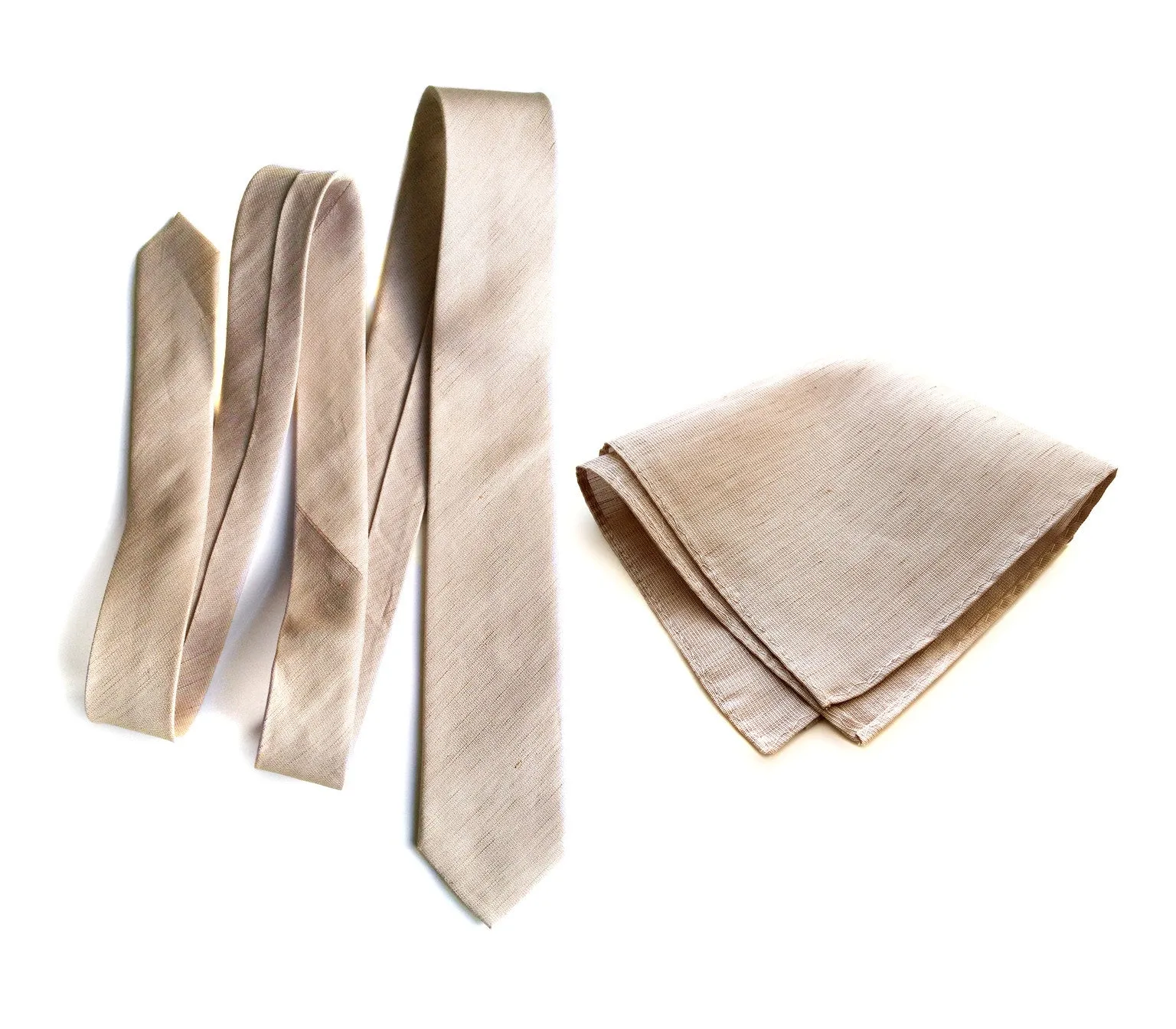 Khaki Linen Pocket Square. Solid Color, Packard