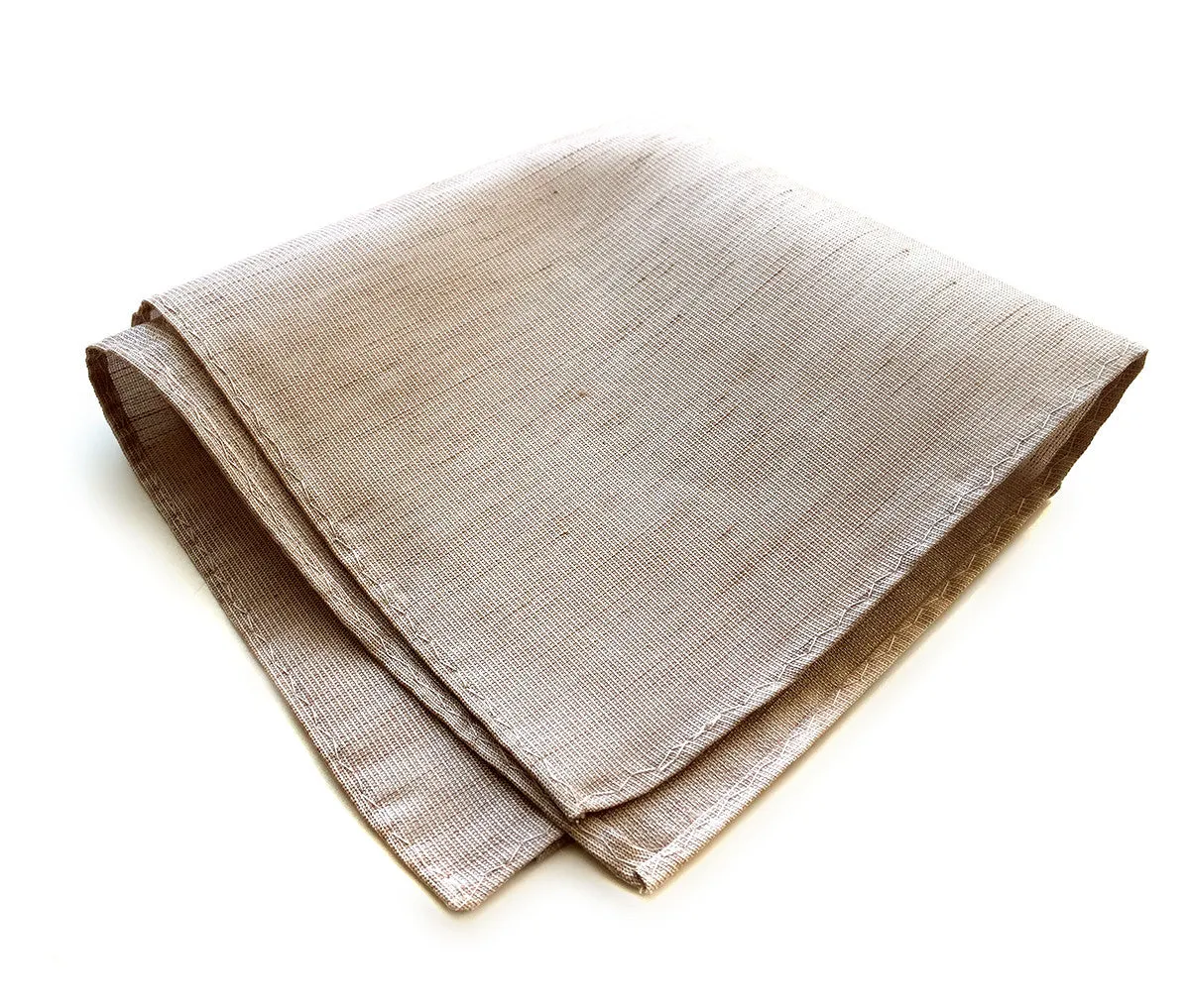 Khaki Linen Pocket Square. Solid Color, Packard