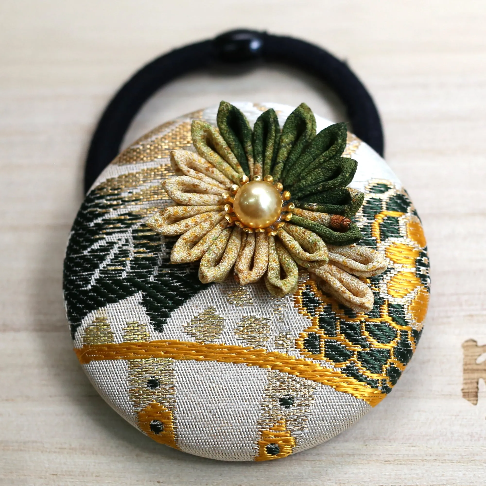 Kimono Silk Flower Hair Tie | Chrysanthemum