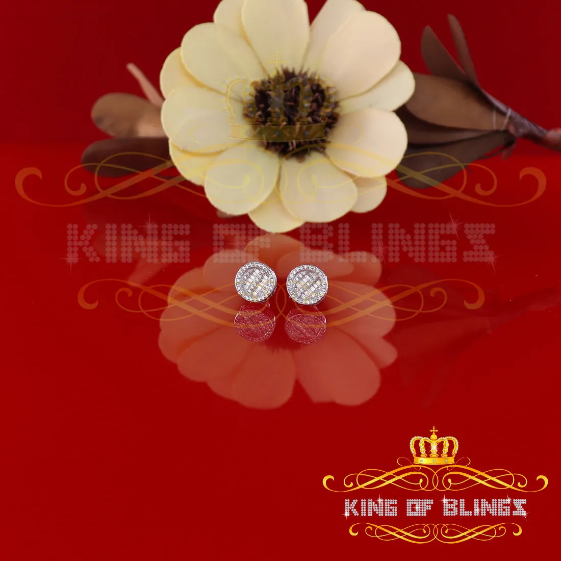 King of Blings- 0.91ct Cubic Zirconia Hip Hop Screw Back White925 Silver Women's & Men's Earring