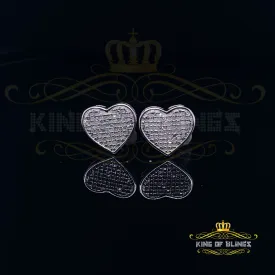 King Of Bling's Aretes Para Hombre 925 White Silver 0.50ct Diamond Women's /Men's Heart Earring