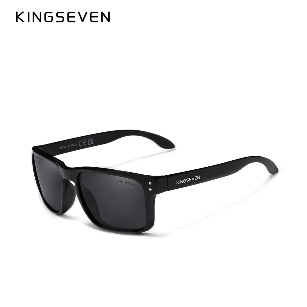 KINGSEVEN Brand Square Retro TR90 Polarized Sunglasses Women Men Carbon Fiber Pattern Design Outdoor Sports Eyewear