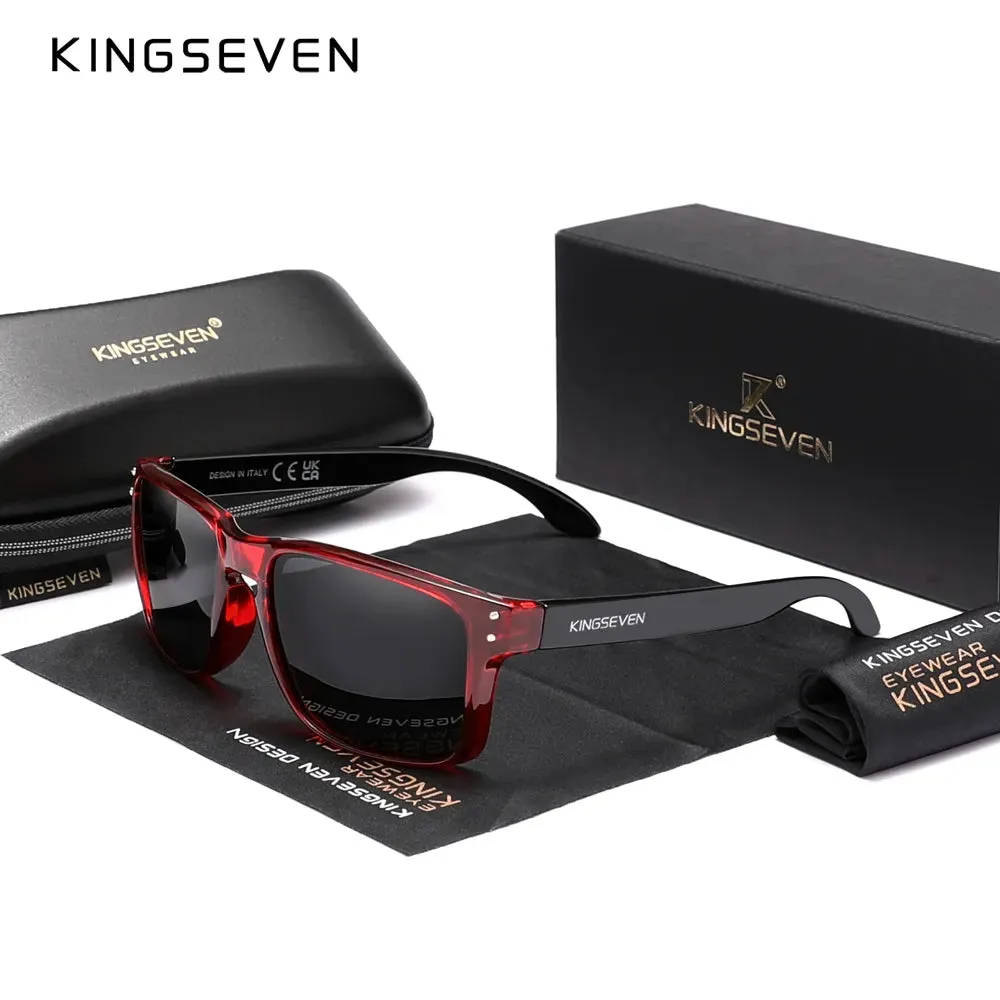 KINGSEVEN Brand Square Retro TR90 Polarized Sunglasses Women Men Carbon Fiber Pattern Design Outdoor Sports Eyewear