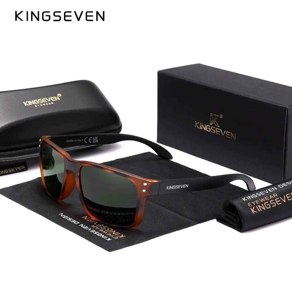 KINGSEVEN Brand Square Retro TR90 Polarized Sunglasses Women Men Carbon Fiber Pattern Design Outdoor Sports Eyewear