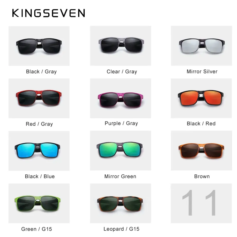 KINGSEVEN Brand Square Retro TR90 Polarized Sunglasses Women Men Carbon Fiber Pattern Design Outdoor Sports Eyewear