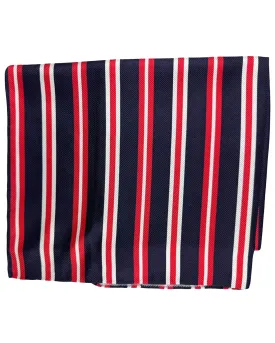 Kiton Silk Pocket Square Dark Blue Red Stripes FINAL SALE