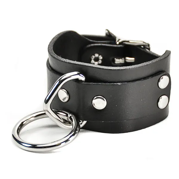 Large Ring Leather Adjustable Wristband