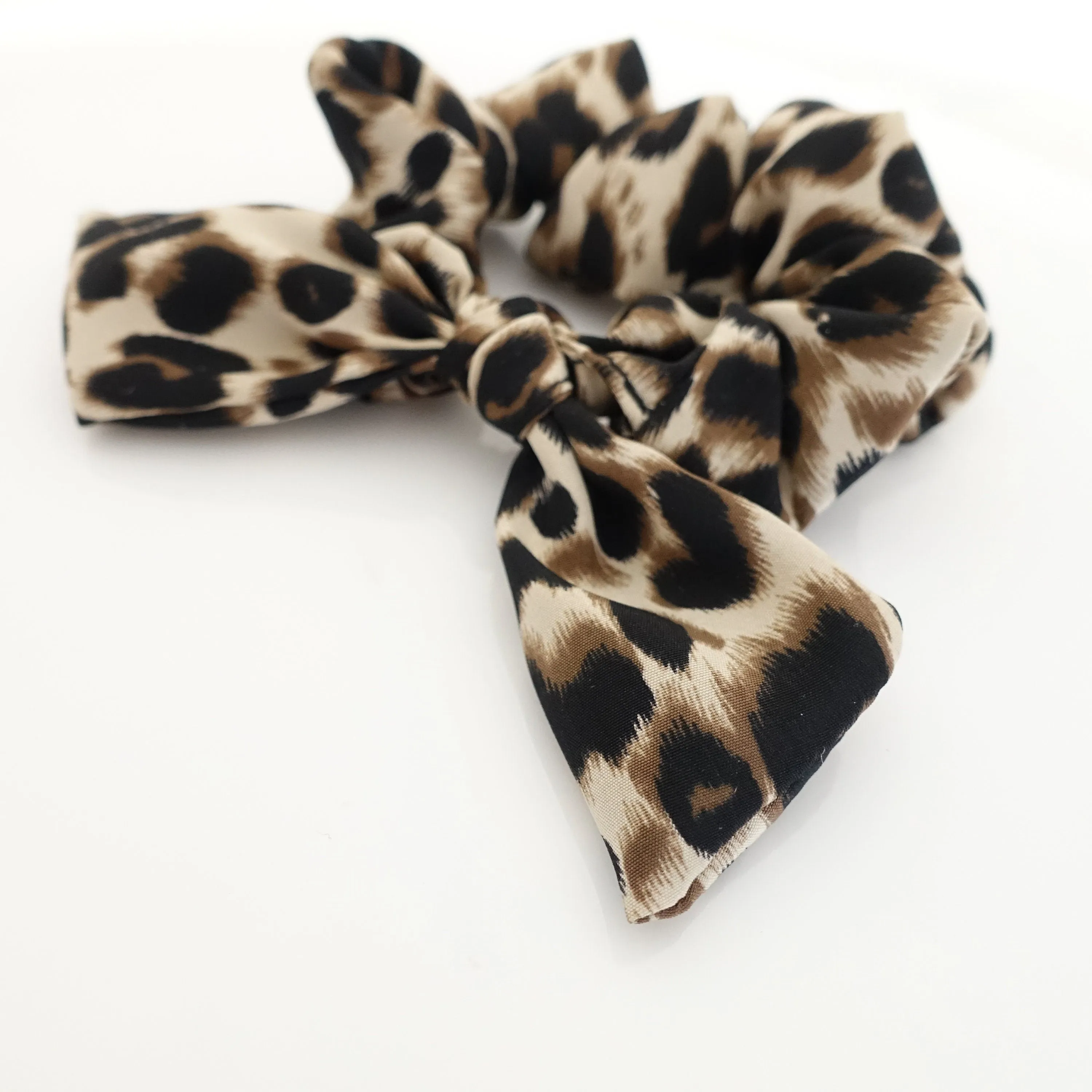 leopard print bow knot scrunchies animal print pattern hair elastic scrunchies woman hair accessory