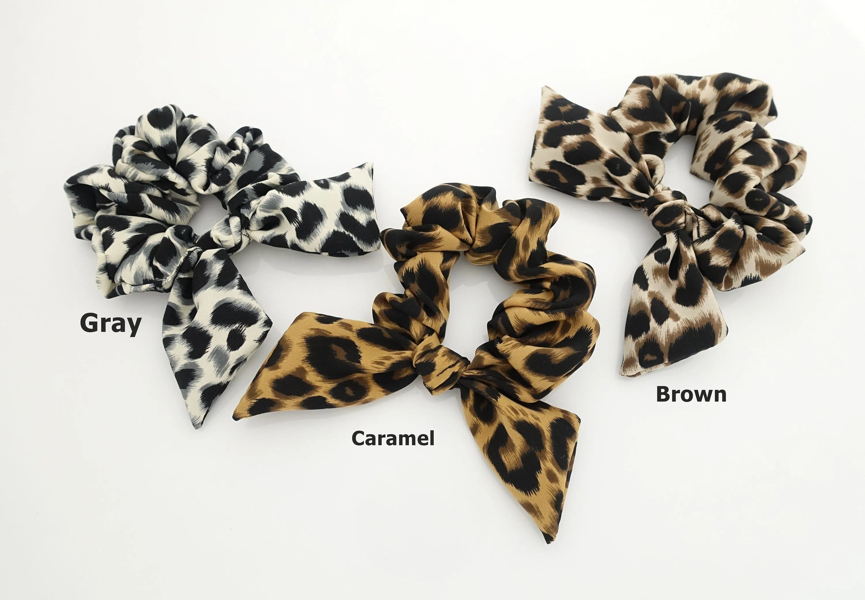 leopard print bow knot scrunchies animal print pattern hair elastic scrunchies woman hair accessory