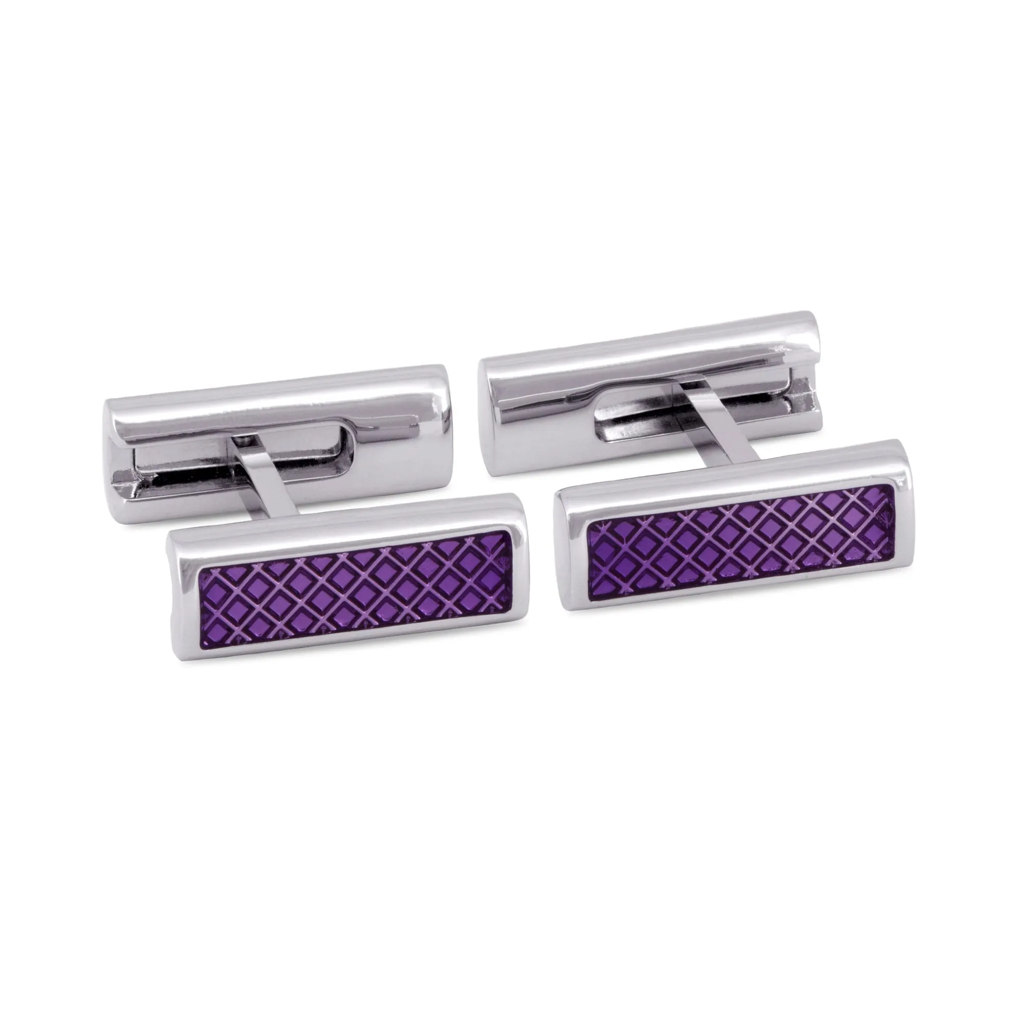 MarZthomson Foldable Rectangle Cufflinks with Purple Centerpiece (Online Exclusive)