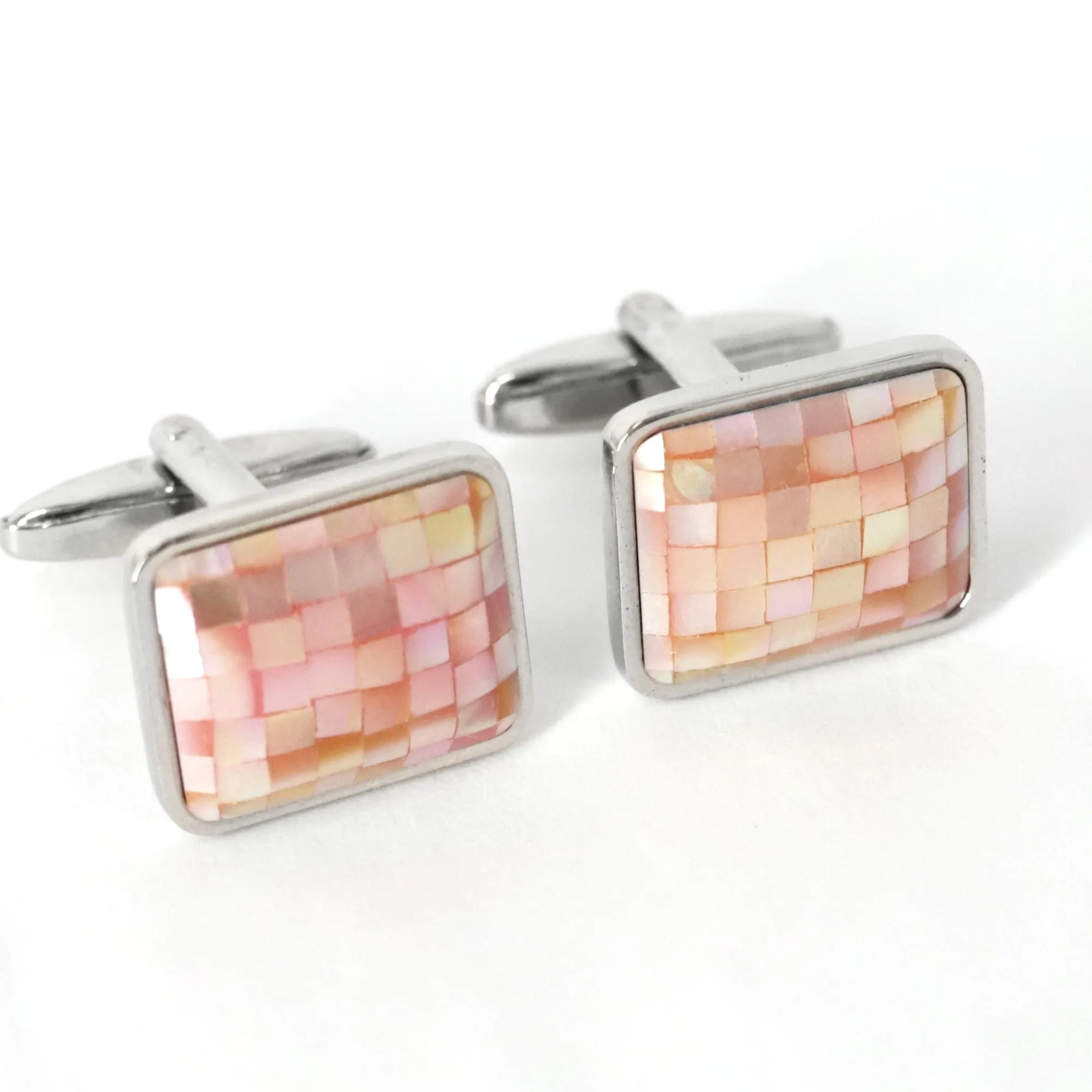 MarZthomson  Rectangle Cufflinks with Multi MOP Pink (Online Exclusive)