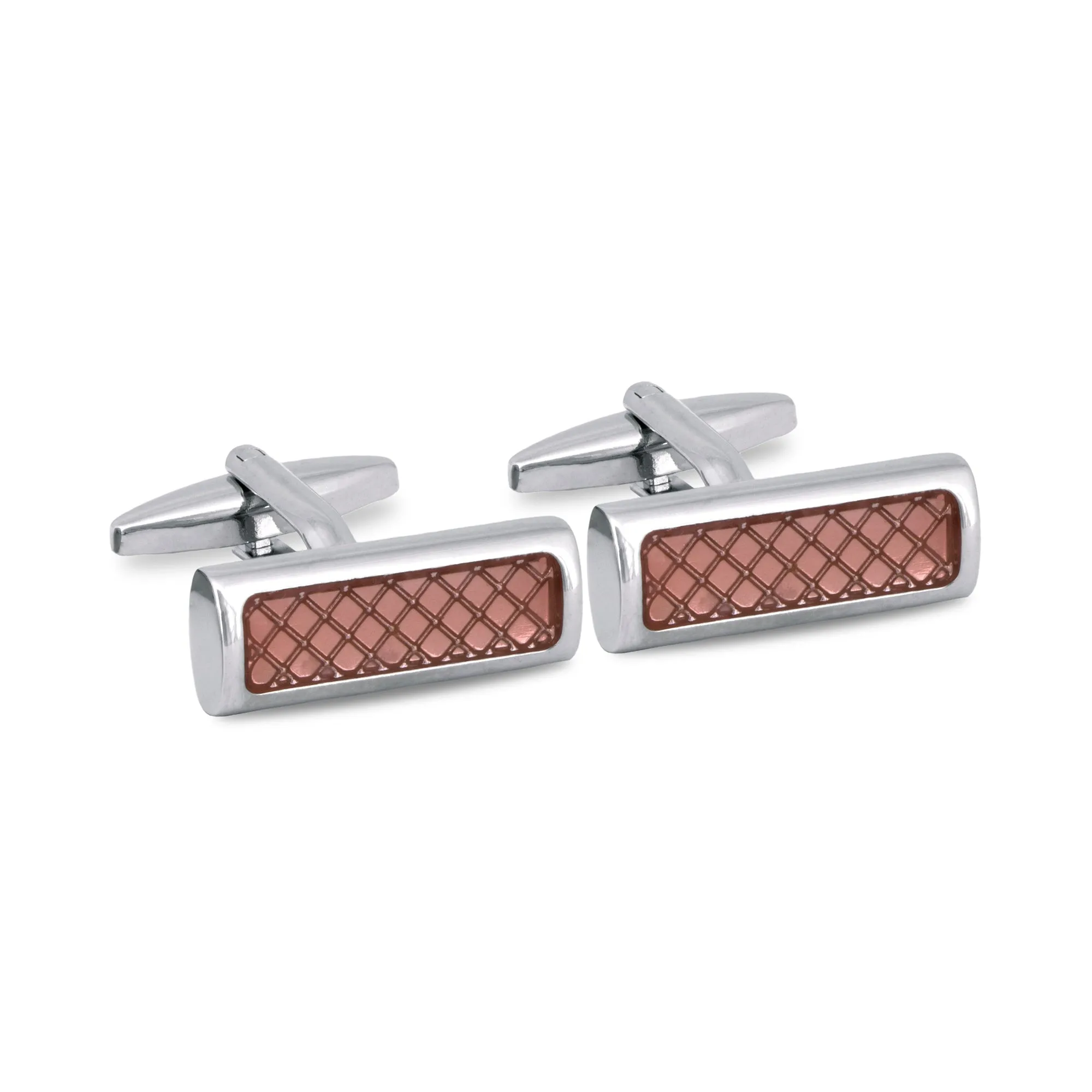 MarZthomson  Rectangle Cufflinks with Pastel Pink Diamond Shape Details (Online Exclusive)