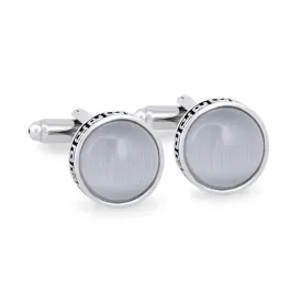 MarZthomsonFibre Optic Glass Insert with Tribal Rim Cufflinks (Online Exclusive)