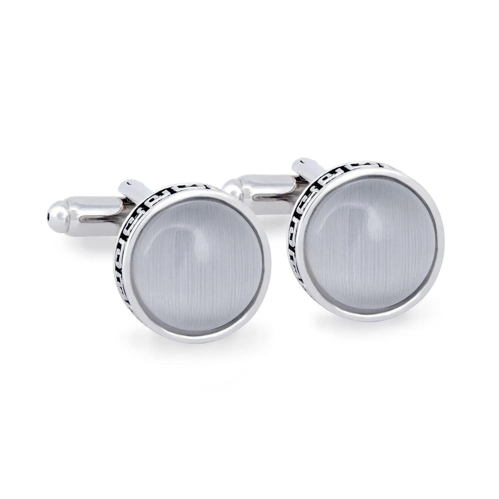 MarZthomsonFibre Optic Glass Insert with Tribal Rim Cufflinks (Online Exclusive)