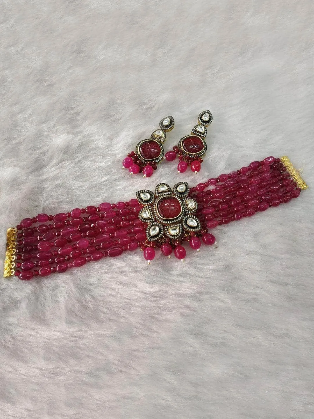 Masoom Minawala In Square Pendant Beads Necklace