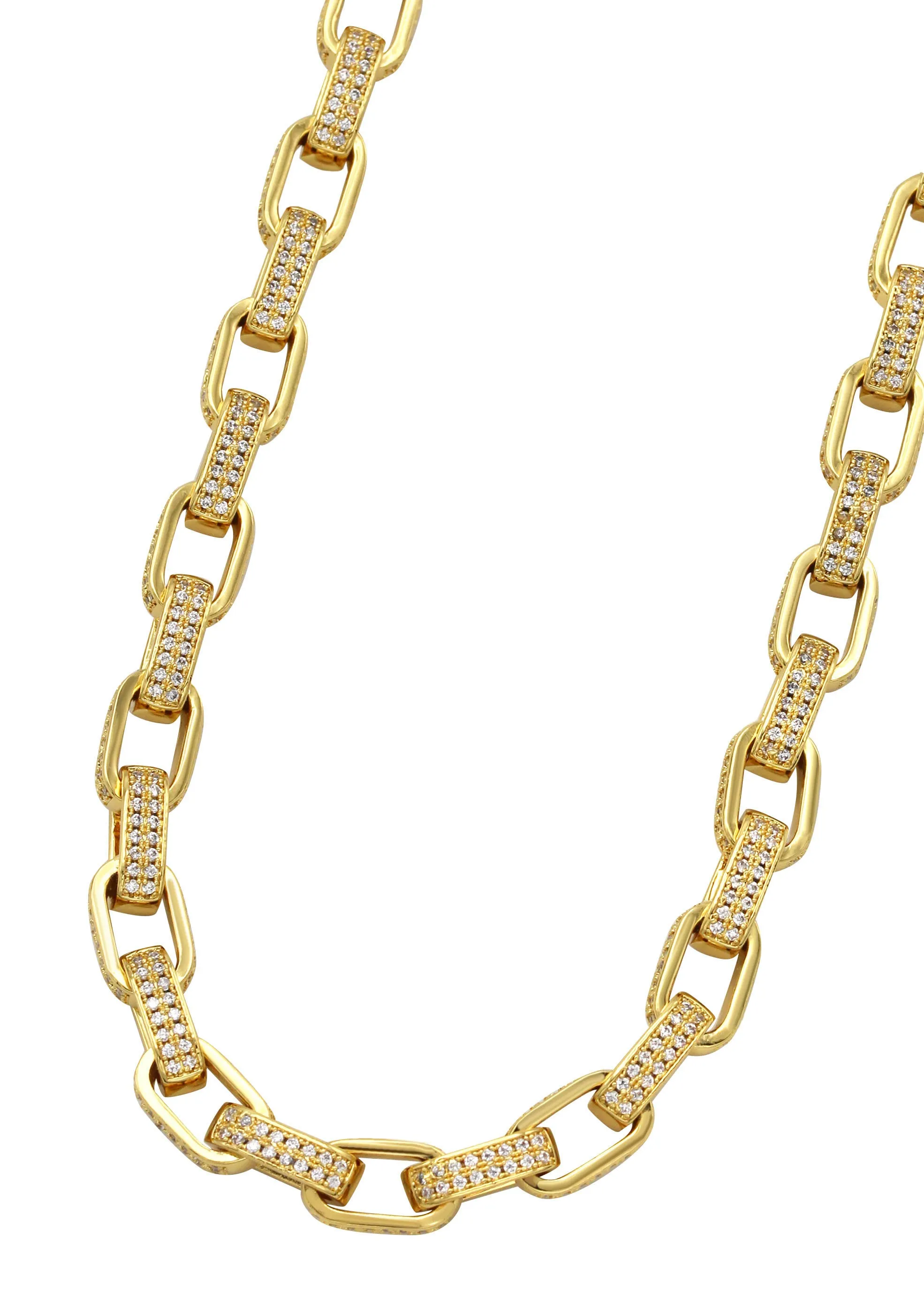 Mens Gold  Iced Out Hermes Link Chain