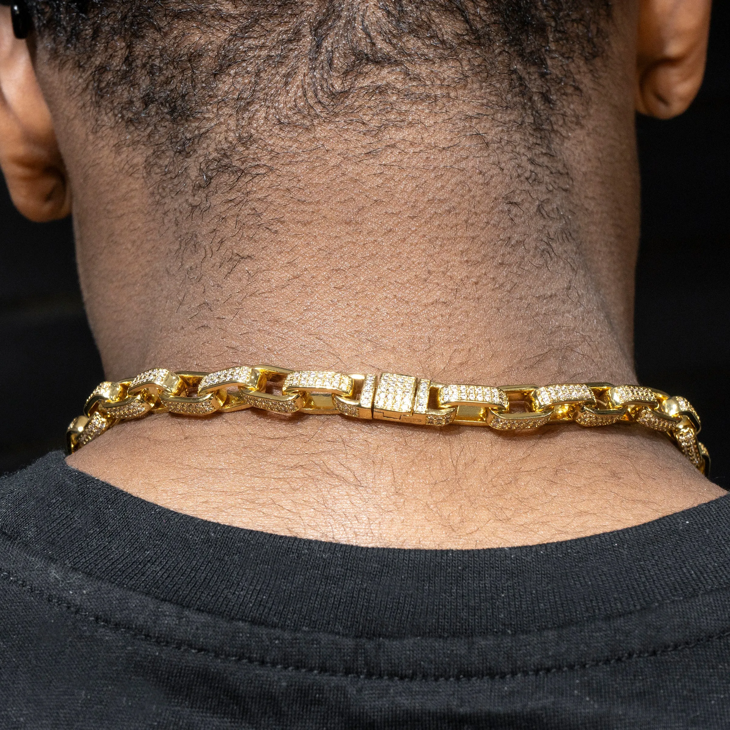 Mens Gold  Iced Out Hermes Link Chain