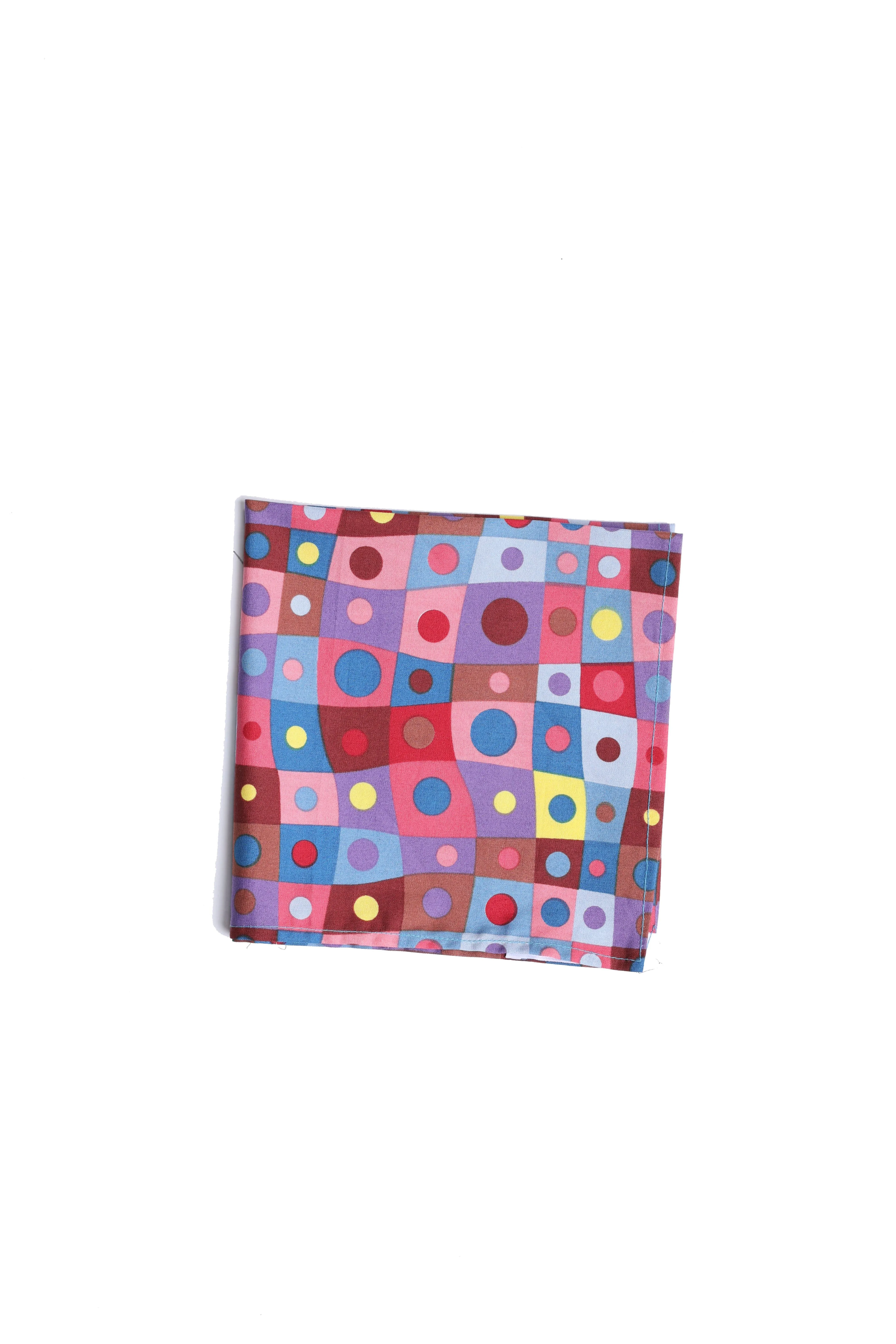 Men's Polka-Dot Pocket Square | Colorful Multi-Dot Cotton Handkerchief