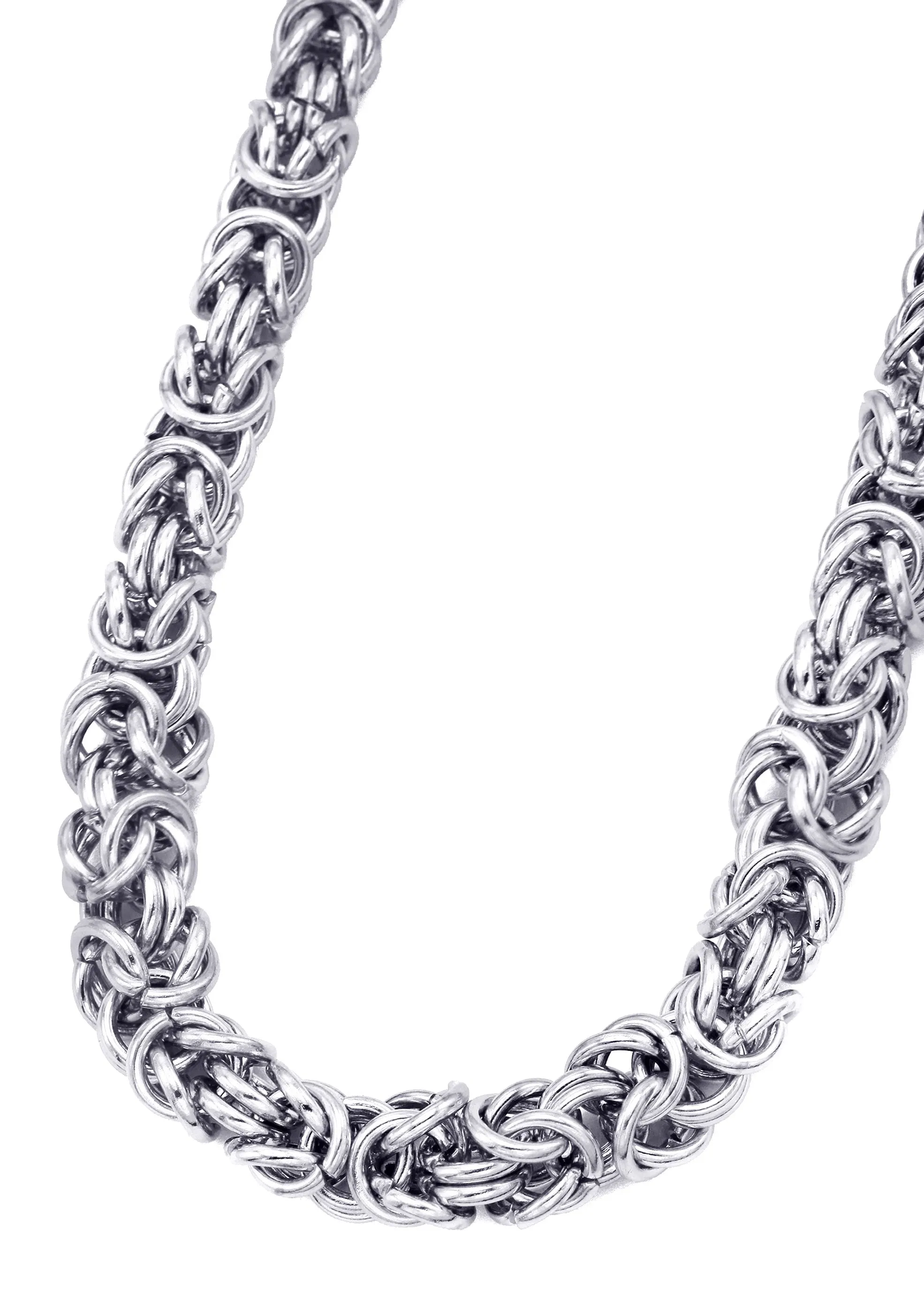 Mens White Gold Byzantine Chain