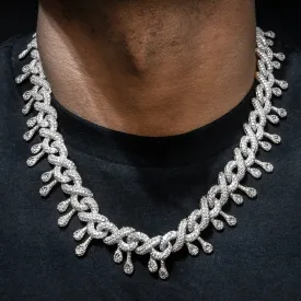 Mens White Gold Iced Out Drip Chain