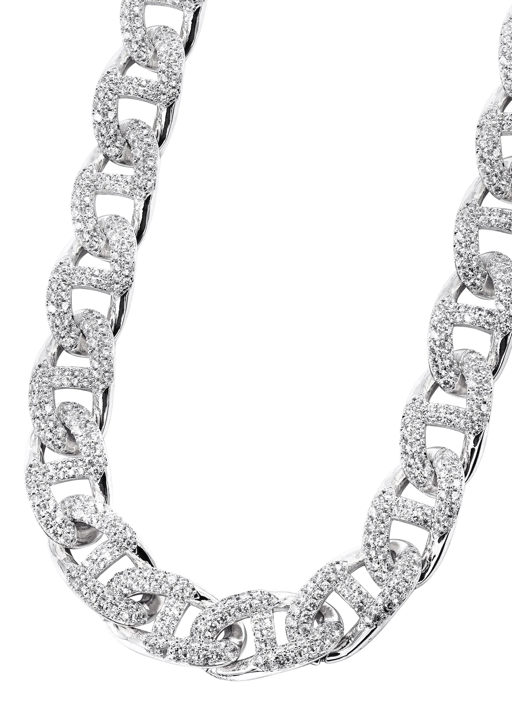 Mens White Gold Iced Out Mariner Link Chain