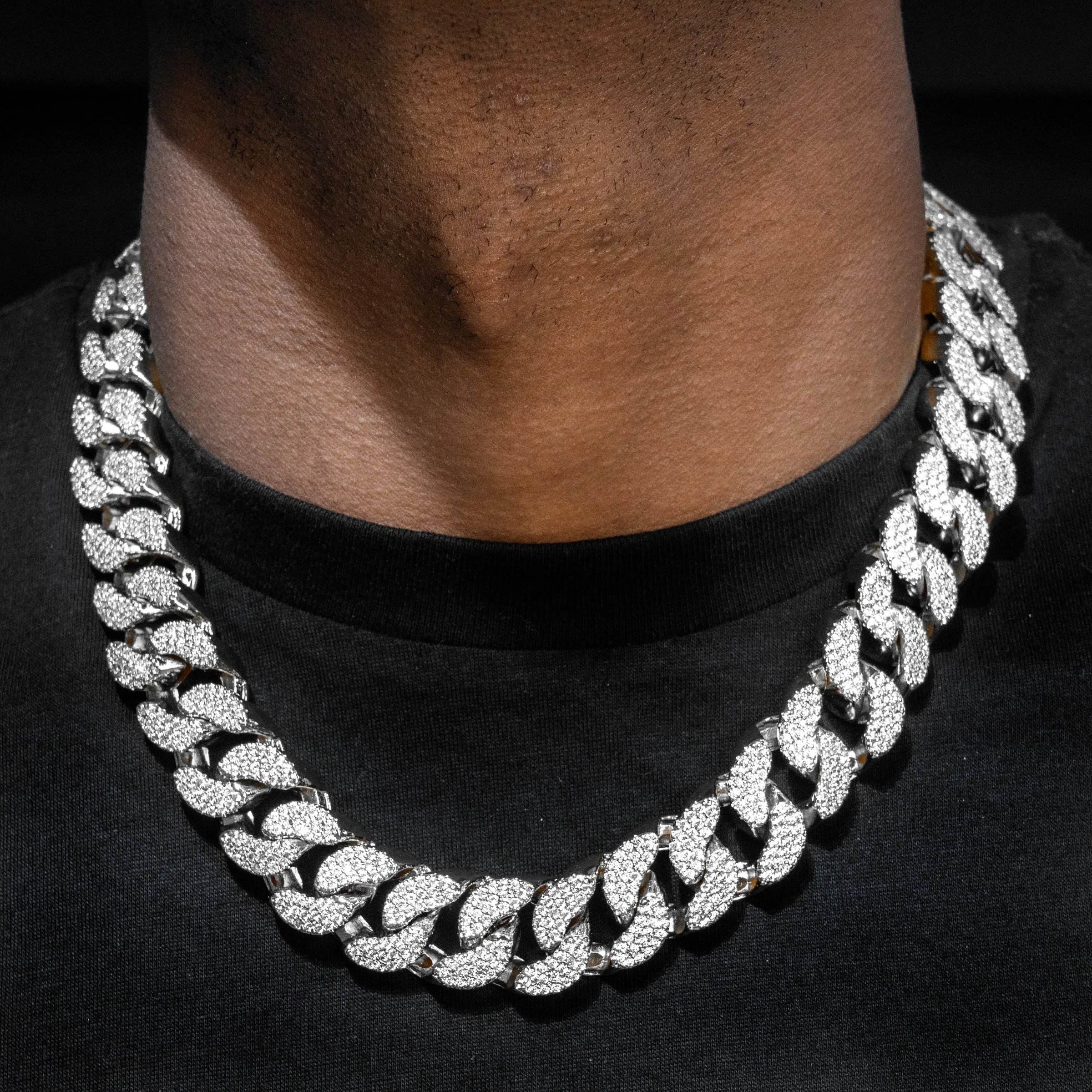 Mens White Gold Iced Out Miami Cuban Link Chain | 22MM