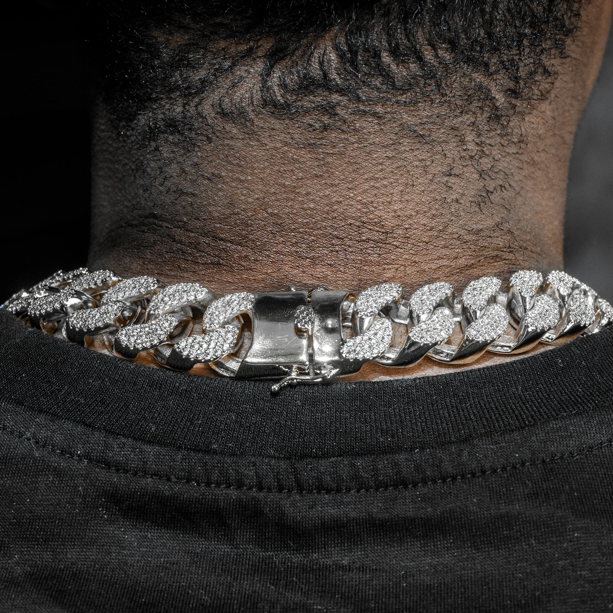 Mens White Gold Iced Out Miami Cuban Link Chain | 22MM