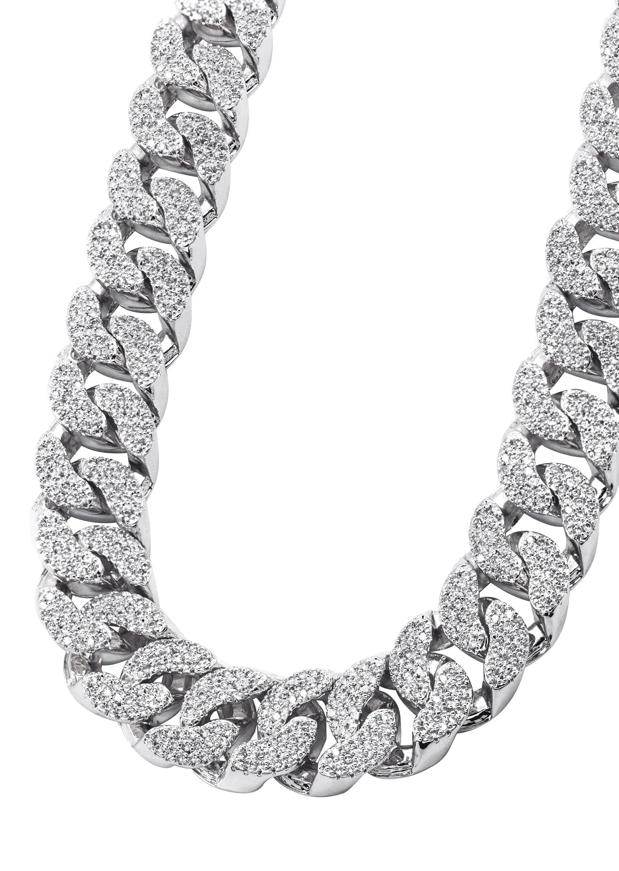 Mens White Gold Iced Out Miami Cuban Link Chain | 22MM