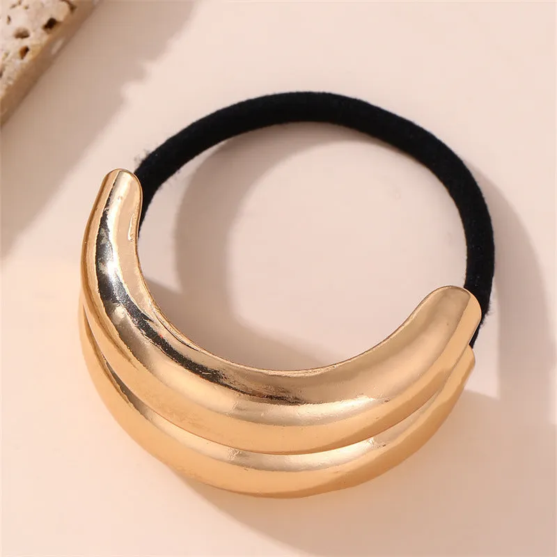 Metal Geometric Gold Elastic Hair Ties jlts0492