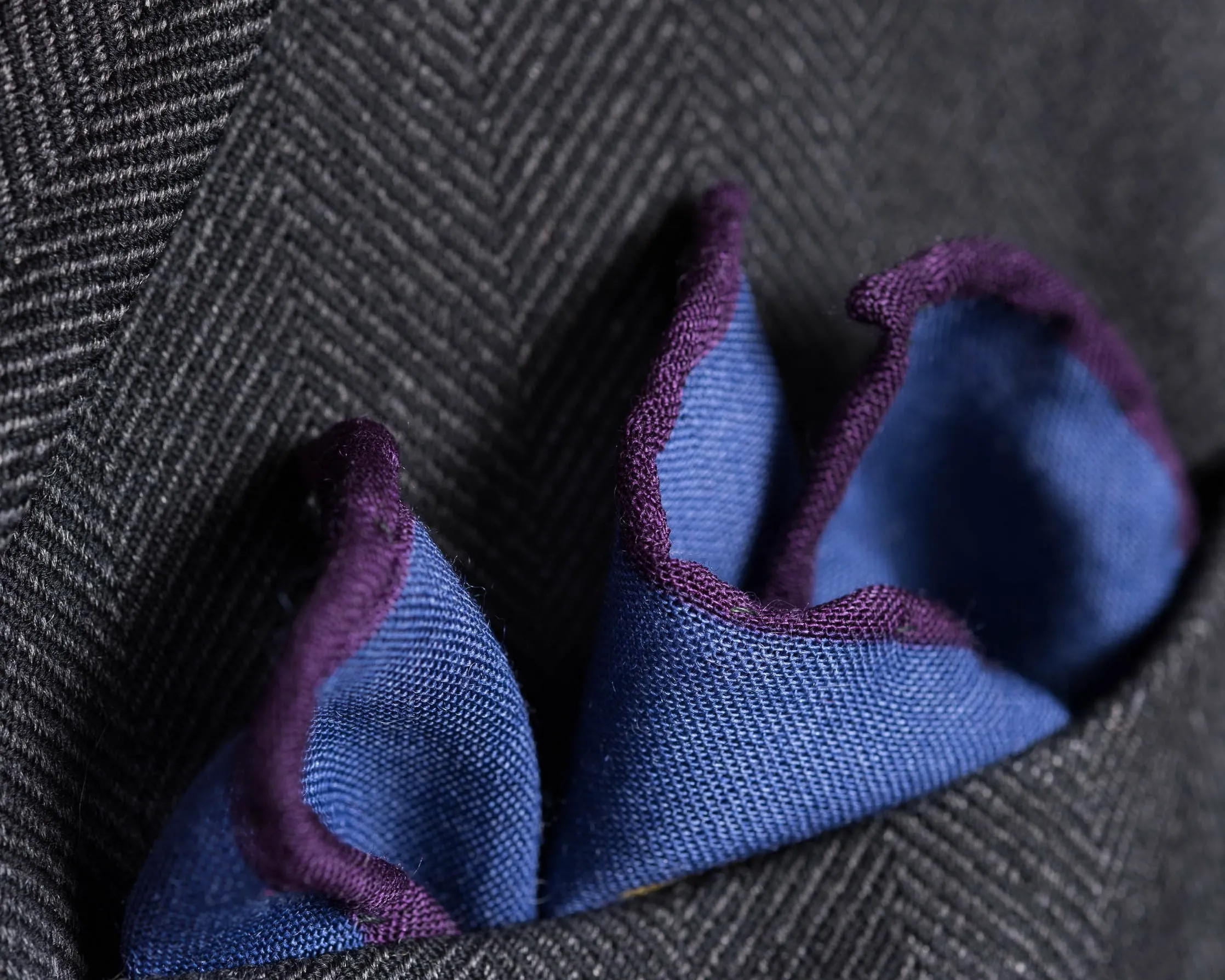 Mid Blue Hunting Motif Silk-Wool Pocket Square