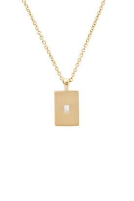 Mini Diamond Baguette Dog Tag Necklace