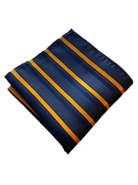 Navy & Orange Striped Pocket Square