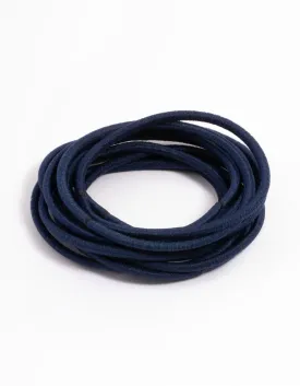 Navy Fabric Basic Thin Hair Ties 12-Pack