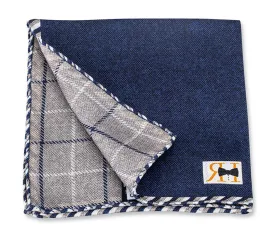 Navy Solid/Windowpane Pocket Square - 5655