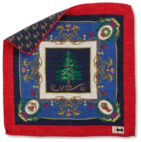 Navy Tree/Santa Pocket Square - 5381