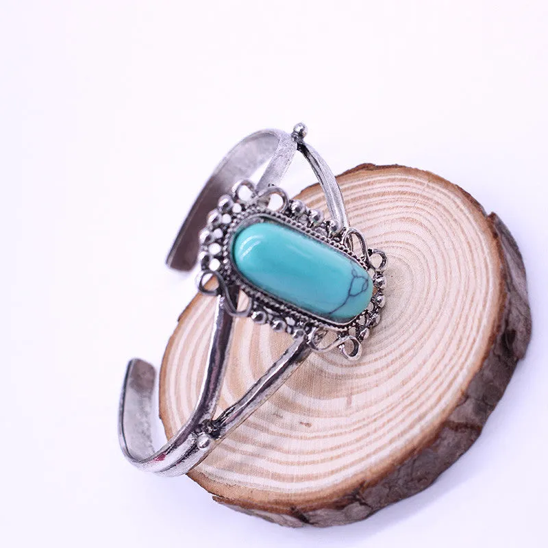 New Arrival Movie Twilight Bella Bangle Vintage Silver Plated Natural Turquoise Alloy bracelets for women