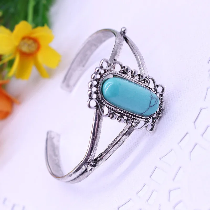 New Arrival Movie Twilight Bella Bangle Vintage Silver Plated Natural Turquoise Alloy bracelets for women