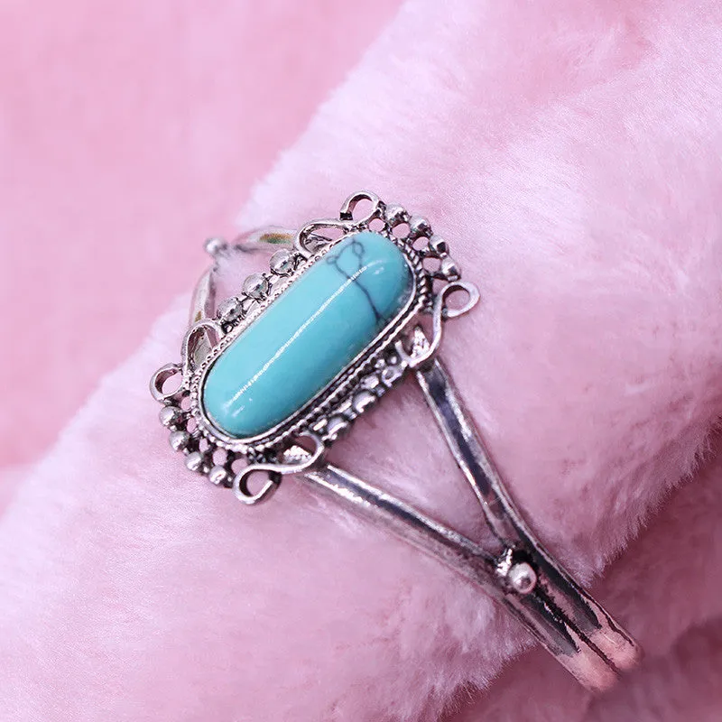 New Arrival Movie Twilight Bella Bangle Vintage Silver Plated Natural Turquoise Alloy bracelets for women