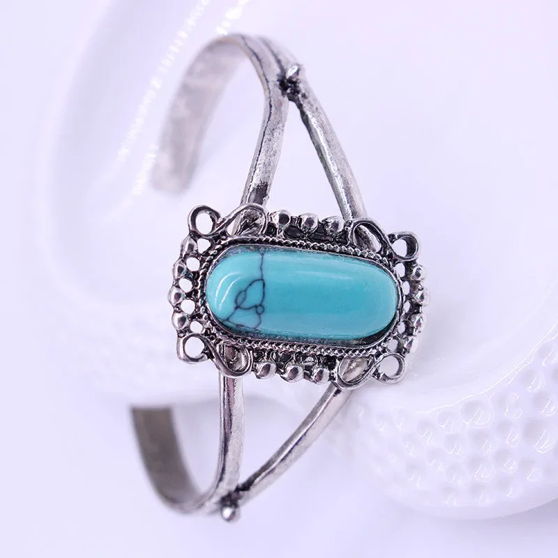 New Arrival Movie Twilight Bella Bangle Vintage Silver Plated Natural Turquoise Alloy bracelets for women