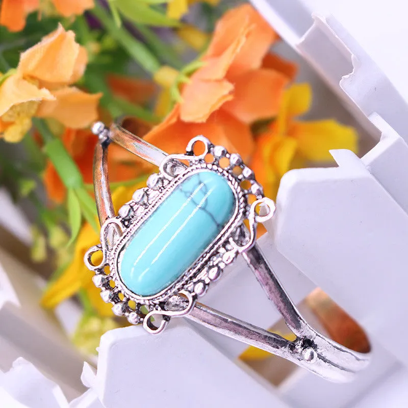 New Arrival Movie Twilight Bella Bangle Vintage Silver Plated Natural Turquoise Alloy bracelets for women