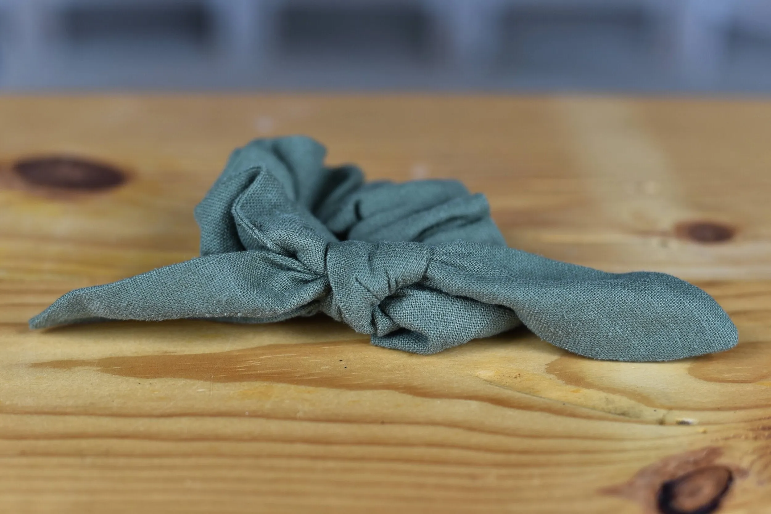 Olive Green Linen Scrunchie