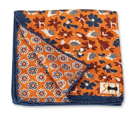 Orange Floral/Medallions Pocket Square - 5631