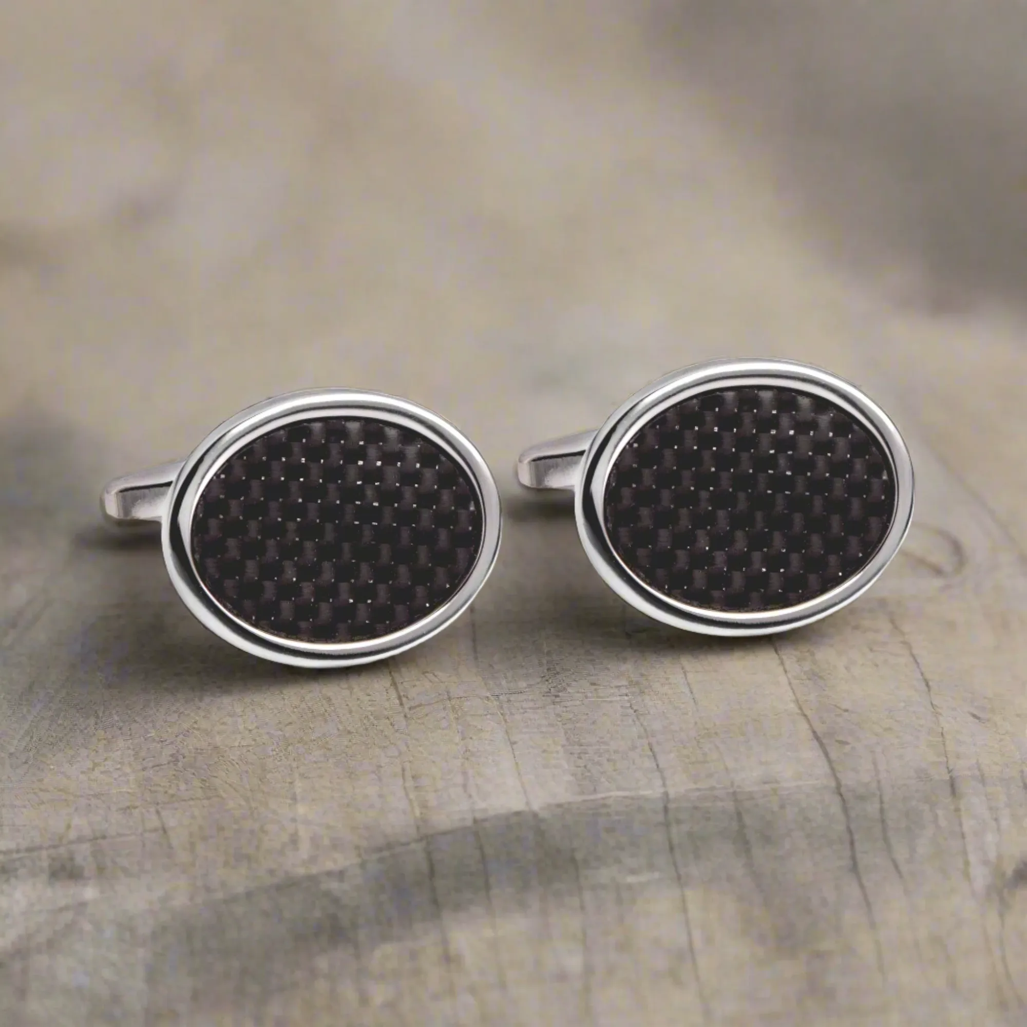 Oval Black Carbon Fibre Cufflinks Marzthomson Cufflink (Online Exclusive)